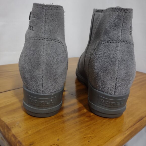 SOREL Women's Grey Evie Zip Suede Leather Ankle Boots Size 8.5 - Picture 4 of 6